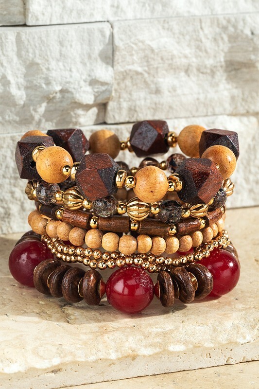 Sahara Wooden & Acrylic Bead Bracelet