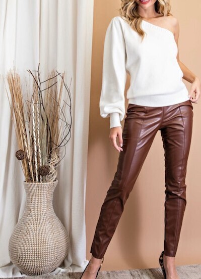 Chocolate Faux Leather Skinny Pant