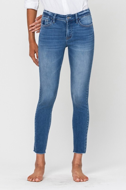 Amber Mid Rise Hem Crop Skinny Jeans