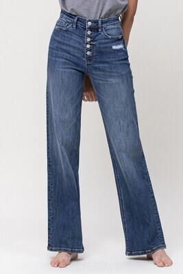 Olivia High Waisted Button Up Wide Leg Jean