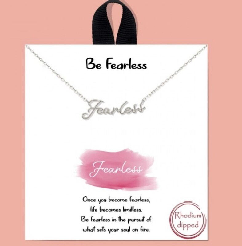 short metal fearless necklace