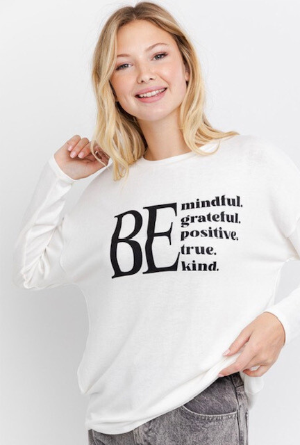 "Be Mindful" Knit Long Sleeve Top