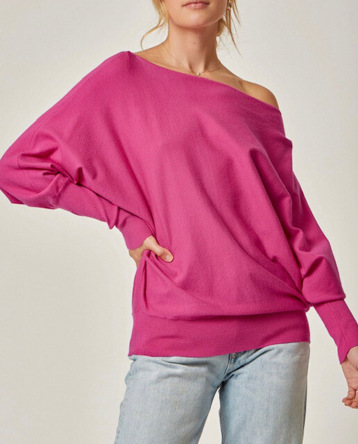 Hot Pink Wide Neck Sweater