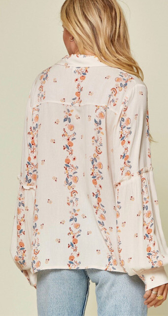 Beige/Multi Floral Button Down Shirt