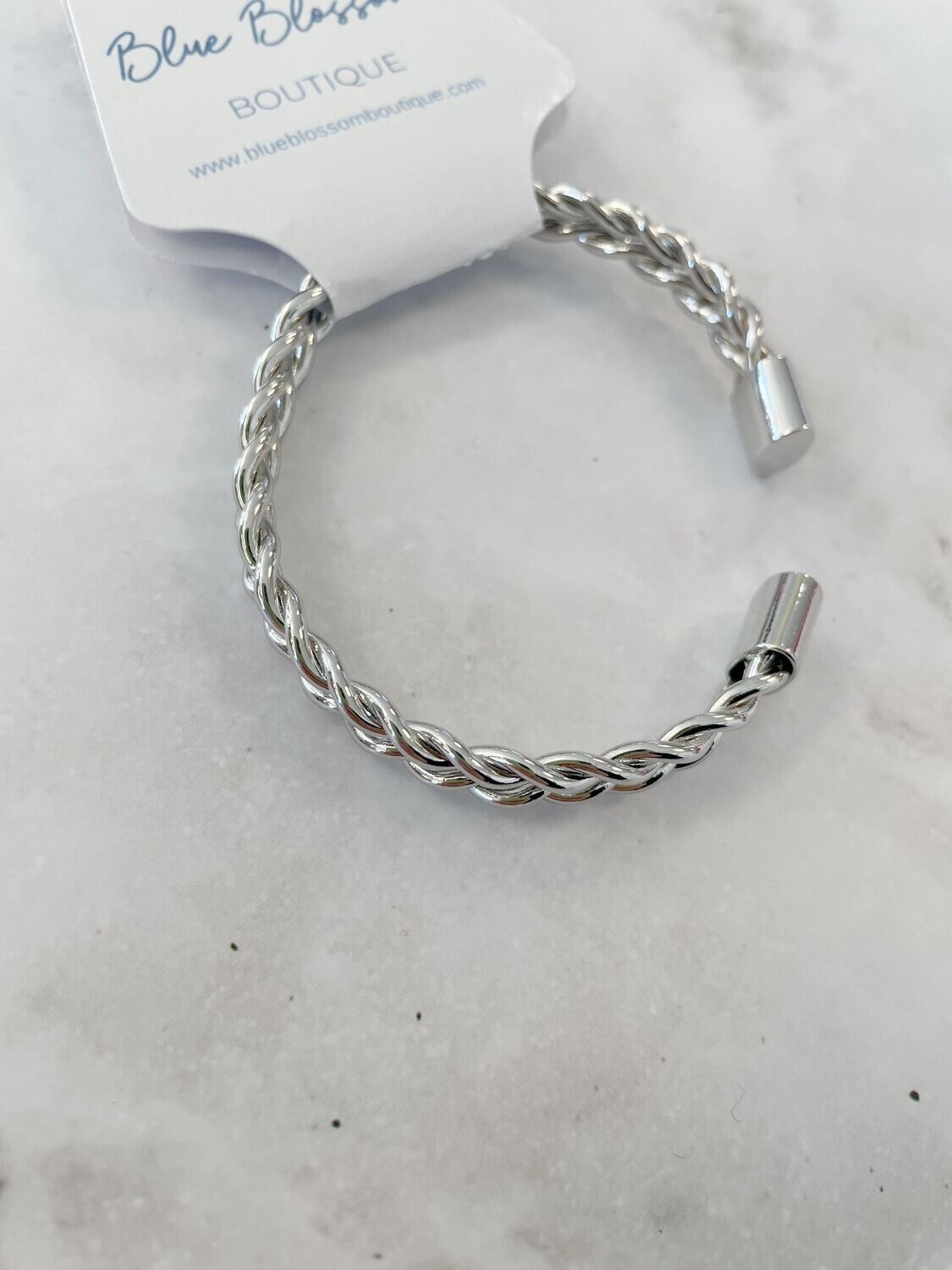 Artemis Silver Braided Cuff Bracelet