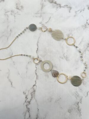Marisol Gray/Khaki Beaded Long Necklace