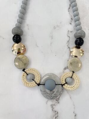 Marceline Grey/Black Beaded Necklace