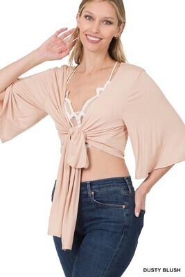 Luxe Rayon Tie Front  Cropped Cardigan