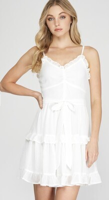 White Cami Ruffled Dress