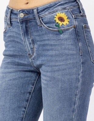 Judy Blue Hi- Rise Relaxed Sunflower Jeans
