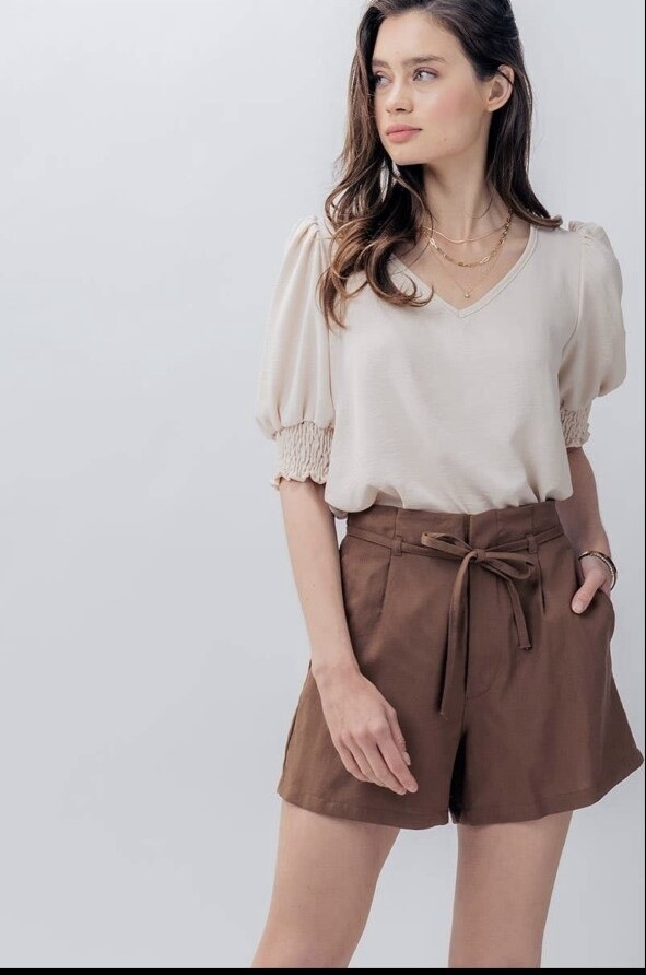Cocoa High Waisted Tie Belt Shorts