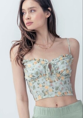 Floral Ruffled Cropped Cami