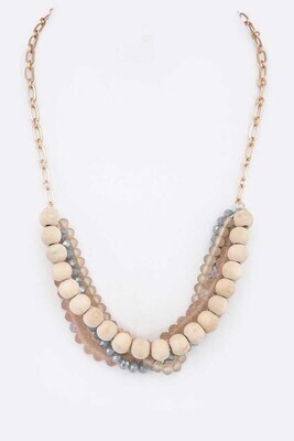Natural/Multi Mixed Bead Layer Necklace
