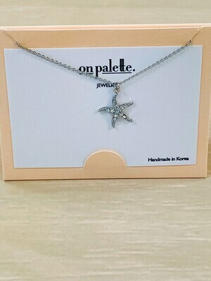 Silver CZ Stone Starfish Necklace