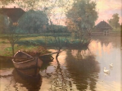 Carl Leopold Voss - Evening at the Pond (Sold) 00173