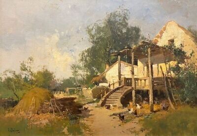 Eugene Galien Laloue - French Cottage Scene 00005