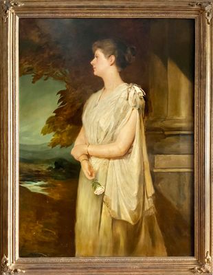 Marie Seymour Lucas - Portrait of a Woman Holding a Flower 00404
