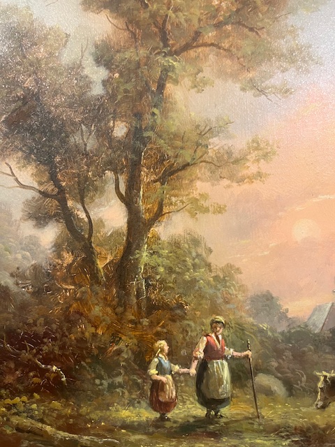 Klaus Schlemmer - Mother and Child Holding Hands with Cow