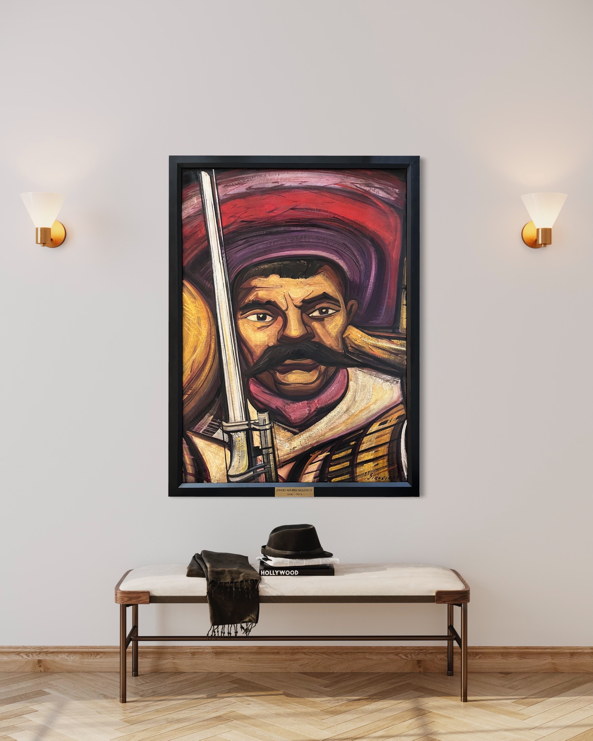 David A. Siqueiros - Emiliano Zapata Original Social Realism Painting David A. Siqueiros - Emiliano Zapata Original Social Realism Painting