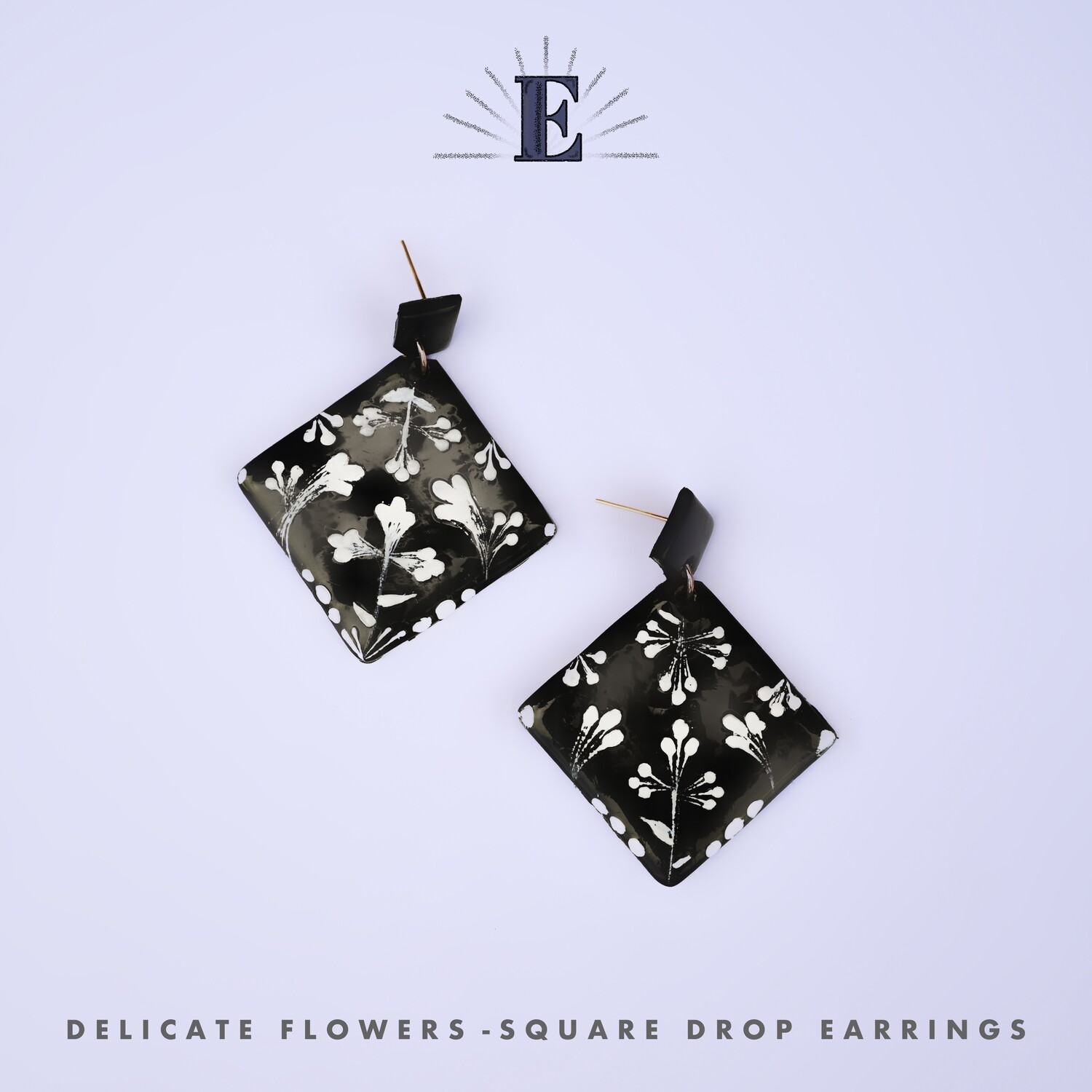 DELICATE FLOWERS - SQUARE DROP EARRINGS