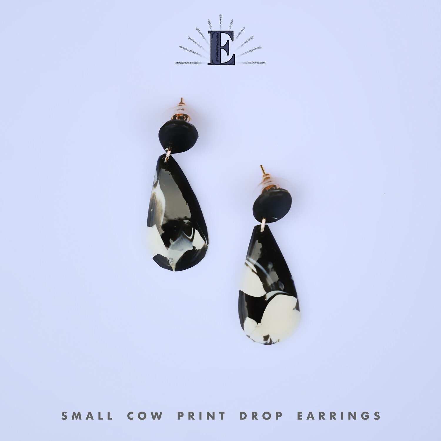 SMALL COW PRINT DROP EARRINGS