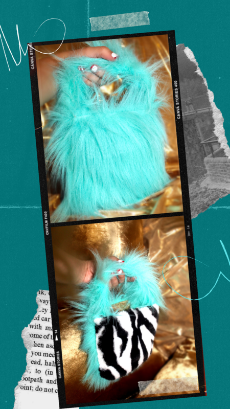 Blue Fur Purse