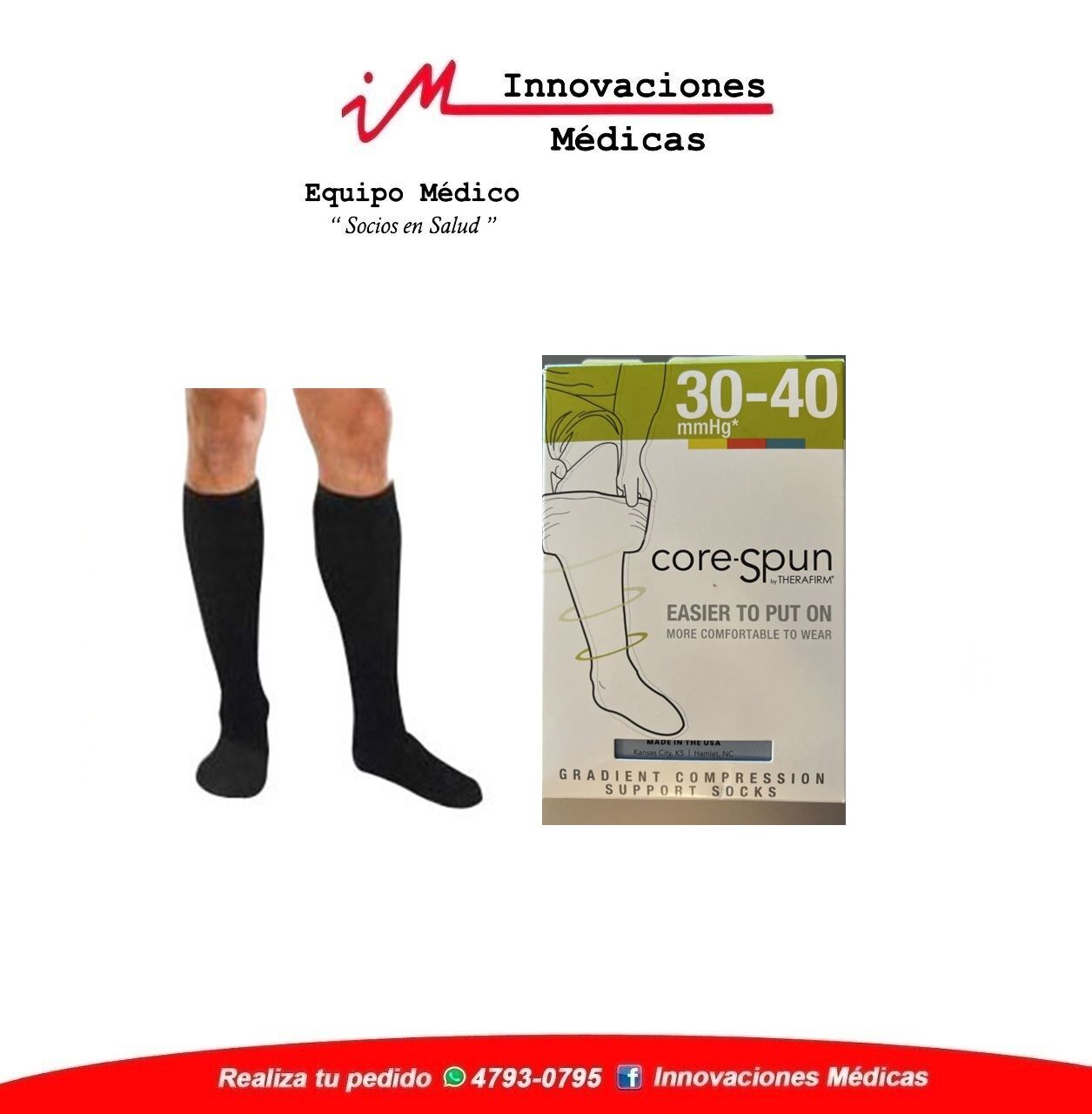 Calcetines de soporte CORE-SPUN  20-30mmHg