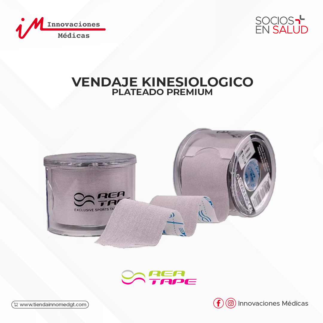 Vendaje kinesiologico, plateado Premium