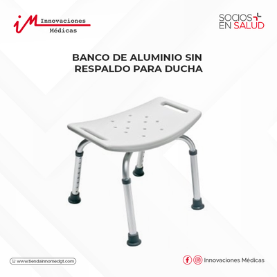Banco de aluminio sin respaldo para ducha