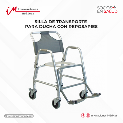 Silla de transporte para ducha con reposapies