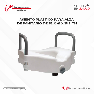 Asiento plástico para alza de sanitario de  52 X 41 X 15.5 cm