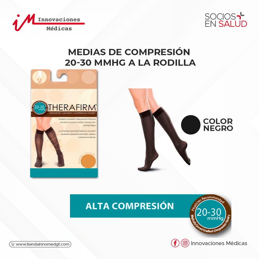 Medias de compresión 20-30 mmHg a la rodilla, negro