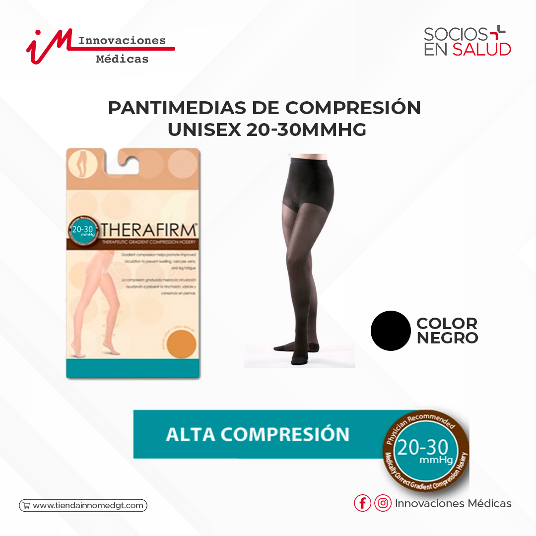 Pantimedias de compresión unisex 20-30mmHg, negro