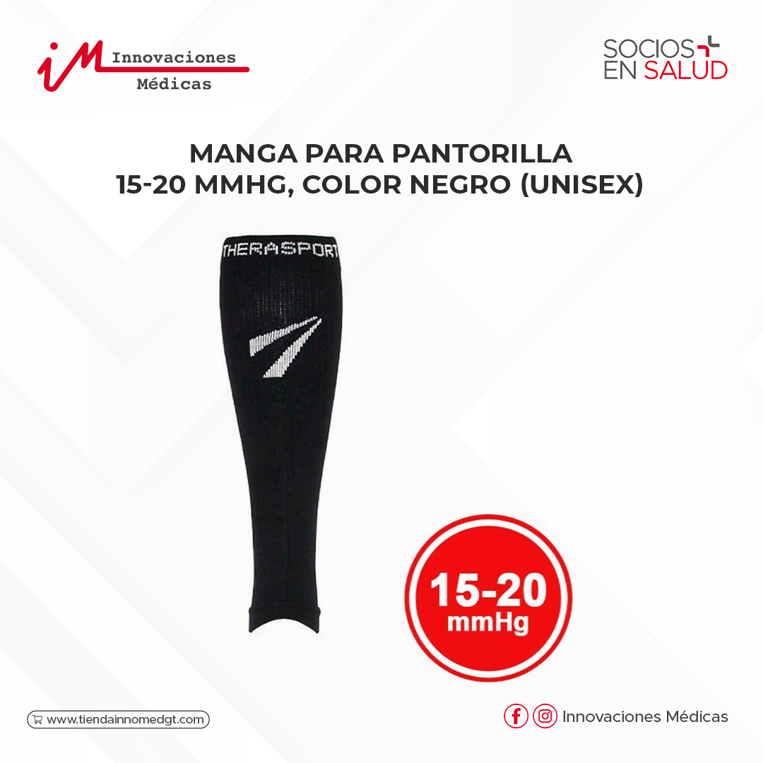 Manga para pantorilla  15-20 mmHg, color Negro (Unisex)