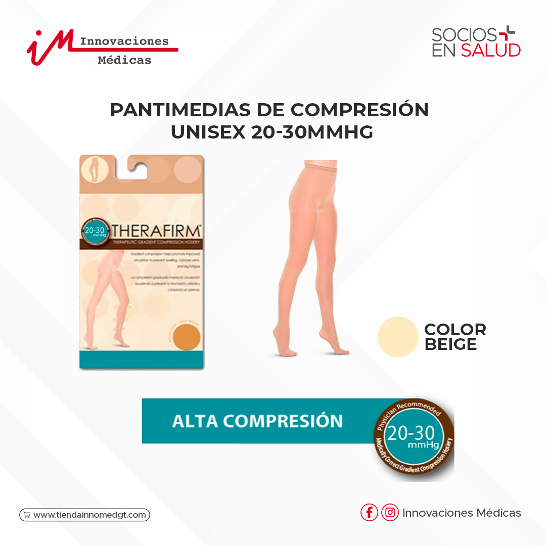 Pantimedias de compresión unisex 20-30mmHg, beige