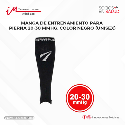 Manga de entrenamiento para pierna  20-30 mmHg, color Negro (Unisex)