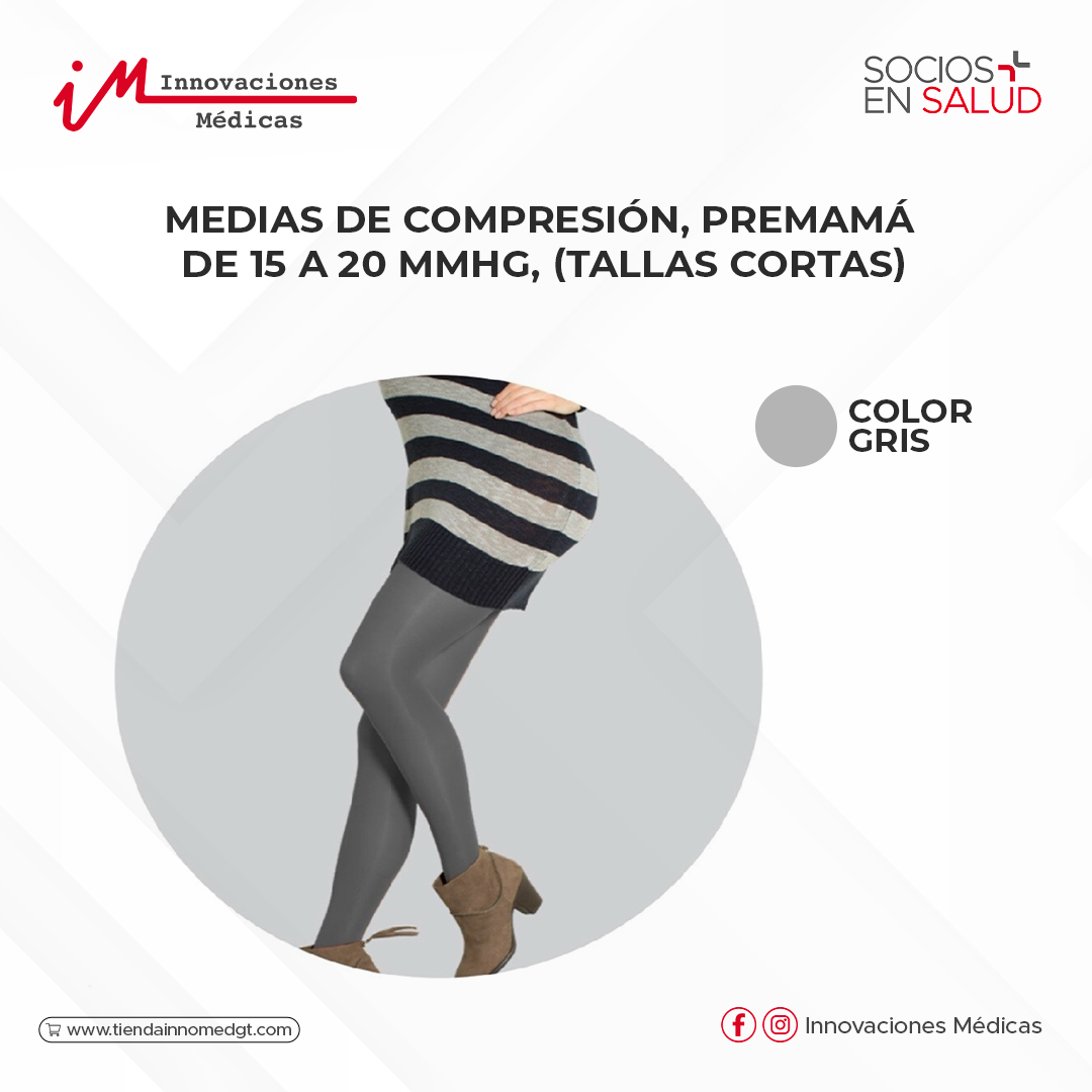 Medias de compresión, premamá de 15 a 20 mmHg, color Gris (Tallas cortas)