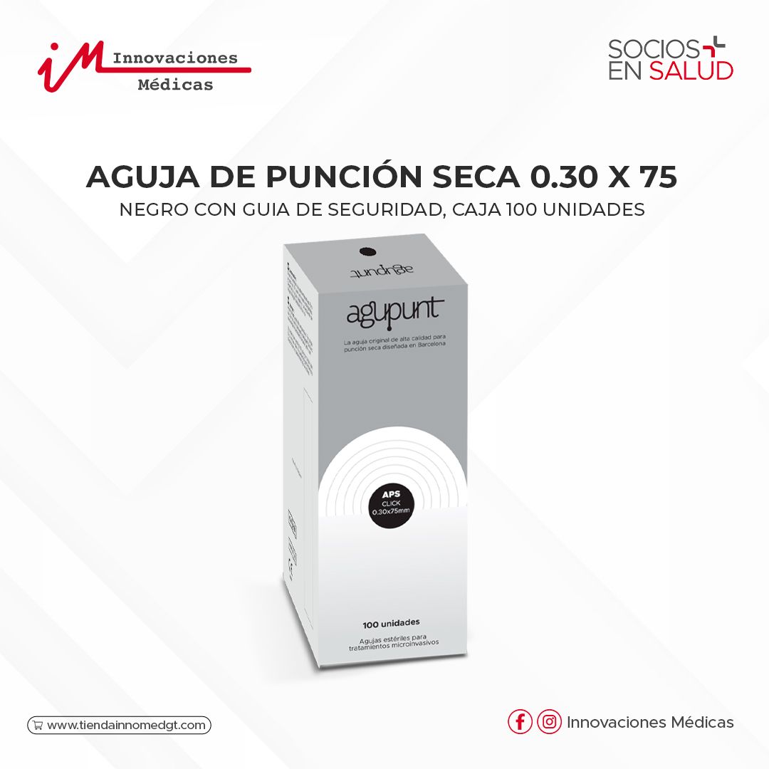 Agujas (APS)  0.30x75, con guía de seguridad, color negro