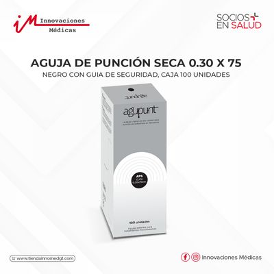 Agujas (APS)  0.30x75, con guía de seguridad, color negro