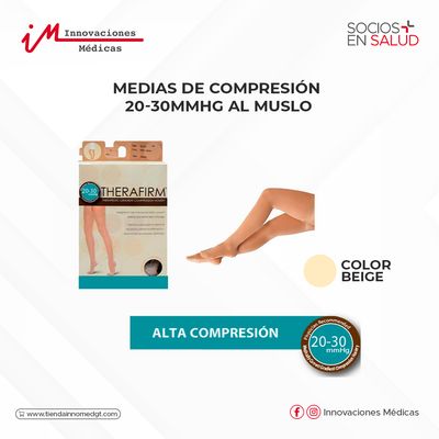Medias de compresión 20-30mmHg al muslo, beige