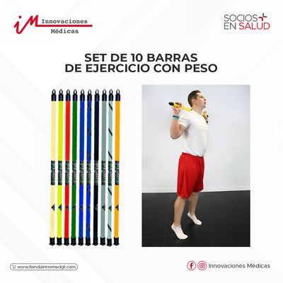 Set de 10 barras de ejercicio con peso
