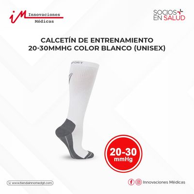 Calcetín de entrenamiento 20-30mmHg color Blanco (Unisex)