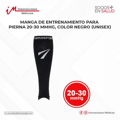 Manga de entrenamiento para pierna  20-30 mmHg, color Negro (Unisex)