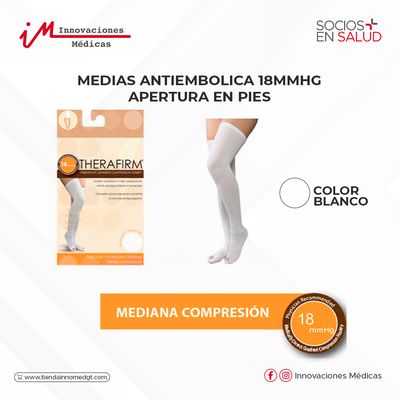 Medias Antiembolica 18mmHg apertura en pies, blanco