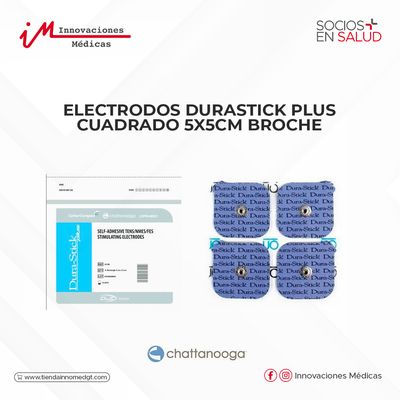 Electrodos DuraStick Plus Cuadrado 5x5cm Broche