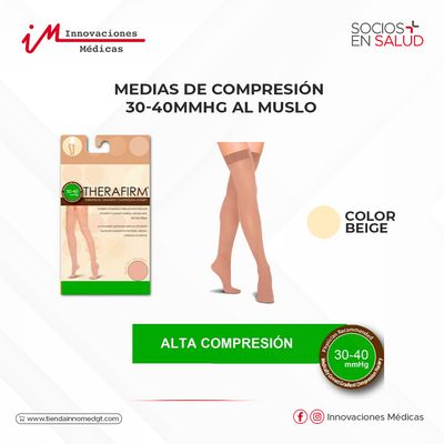 Medias de compresión 30-40mmHg al muslo, beige