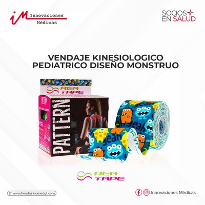 Vendaje  kinesiologico, pediatrico diseño monstruo