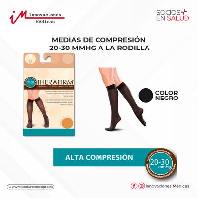 Medias de compresión 20-30 mmHg a la rodilla, negro