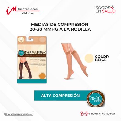 Medias de compresión 20-30 mmHg a la rodilla, beige
