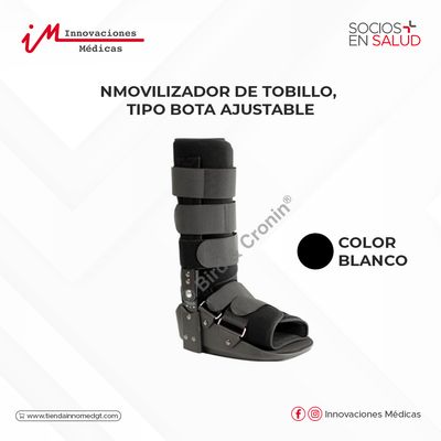 Inmovilizador de tobillo, tipo bota ajustable, negro
